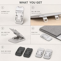 Support d'ordinateur portable invisible en alliage d'aluminium, pliable, adhésif, à coller, support de rehaussement pour ordinateur portable, double engrenage, pour bureau