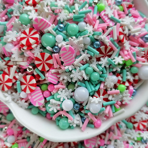 1kg DIY Craft Slime sprinkles trắng bông tuyết màu hồng giáng sinh mía mix Kẹo Bạc Hà Hạt trộn Polymer đất sét sprinkles lát - Product Image 6