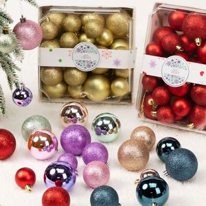Ensemble de boules de Noël en plastique personnalisées en stock pour l'exportation, boîte cadeau de 42 pièces, ornements d'arbre de 3/4/5 cm, boules imprimées en sérigraphie - Product Image 3