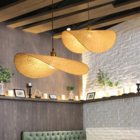 Lustre en forme de chapeau en bambou vintage, luminaire suspendu en rotin fait à la main, style asiatique, lampe en bambou, décoration de restaurant et de maison