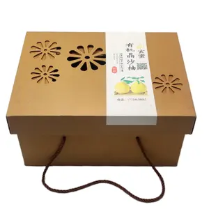 Couvercle et base de boîte en papier ondulé de haute qualité Offre Spéciale personnalisés pour l'emballage de fruits pamplemousse Utilisation express avec corde à main