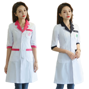 เสื้อโค้ทสีขาวกึ่งถาวรสไตล์เกาหลีสำหรับผู้หญิงชุดพยาบาลแขนสั้น & ยาวสำหรับร้านเสริมสวยฤดูร้อน - Product Image 5