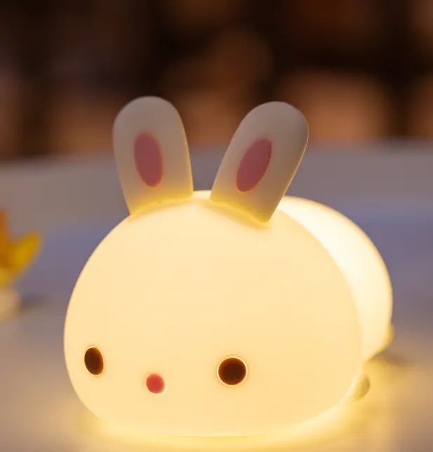 Veilleuse pour enfants Lapin de sommeil mignon Lumière en silicone pour les vacances de Pâques