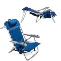 Chaise de plage pliable en aluminium légère Homevative XL Cooler+ Breeze |   Support de téléphone inclinable à 5 positions avec rangement intégré