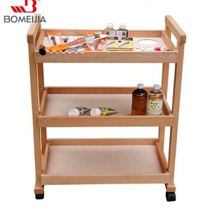 BOMEIJIA Sản Phẩm Mới Amazon Bán Hot Chuyên Nghiệp Văn Phòng Phẩm Ba Lớp Sơn Dầu Kệ Sồi Gỗ Nghệ Thuật Giá Vẽ Với Bánh Xe - Product Image 1