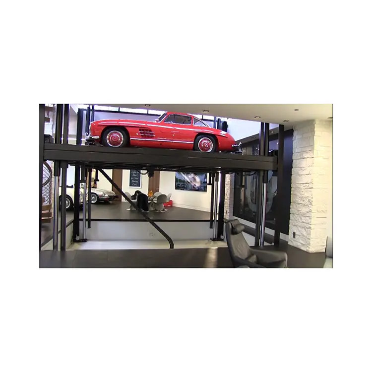 Garagem de casa luxuosa personalizada com elevador de carro de 4 postes da mesa giratória do parque automático