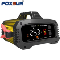 Chargeur de batterie de voiture intelligent FOXSUR 25A 12V/25A 24V/15A, chargeur de batterie portable, courant de charge optionnel, coque en alliage d'aluminium