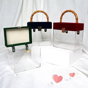 Hộp quà cưới <span class=keywords><strong>acrylic</strong></span> cầm tay dành cho phù dâu, hộp quà mỹ phẩm trống, phong cách Ins, thẩm mỹ mạng xã hội - Product Image 4