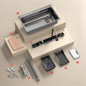 2025 hiện đại phổ biến thủ công màu đen Nano Bát duy nhất thác nước đa chức năng thép không gỉ thông minh Bồn Rửa Nhà Bếp - Product Image 6