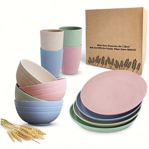 Assiettes en paille de blé, vaisselle de luxe biodégradable, ensembles de vaisselle - Product Image 1