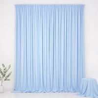 Rideaux plissés en soie laiteuse bleu ciel personnalisés pour la décoration de scène de fête prénatale, anniversaire ou mariage