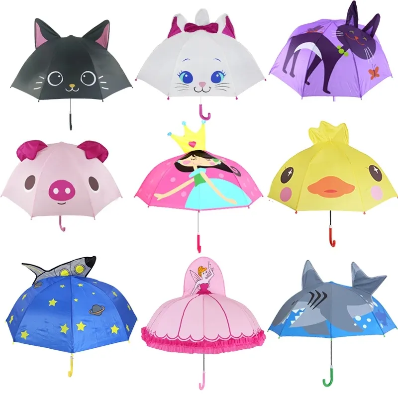 Guarda-chuva lotus de desenhos animados, guarda-chuva criativo de animação para crianças meninos e meninas 3d