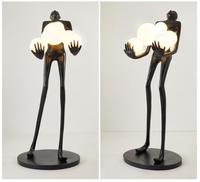 H71in fibre de verre Portrait Art Statue tenant boule lampadaire moderne salon hôtel Design décoration résine FRP lampe Standard