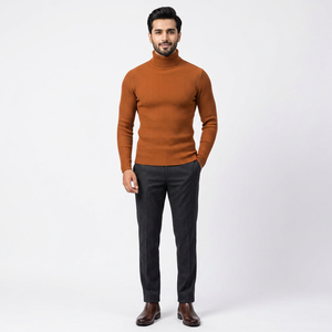 Pull à col roulé pour homme avec chemise à base élastique et tricots à manches longues - Product Image 1