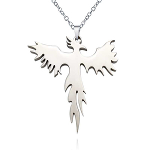 Colliers en acier titane Hip Hop Rock Phoenix pour femmes et hommes, bijoux de mode, couleur argent, pendentif oiseau Phénix séculier - Product Image 6