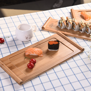 Bandeja de madera de bambú estilo Imperial Edict para servir té, sushi y frutas, diseño creativo y personalizable - Product Image 1