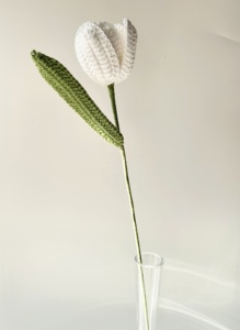 Ramo de Flores Artificiales de Algodón de Ganchillo, Decoración del Hogar, Tulipanes y Rosas Realistas Hechos a Mano, para San Valentín, Graduación, Pascua - Product Image 5