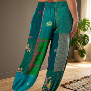 Pantalones de Yoga Hechos a Mano Estilo Boho Hippie con Parches, Cintura Media, Cierre Elástico, Ecológicos, Transpirables, Casuales para Mujer - Product Image 3
