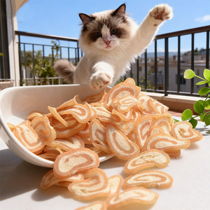 Alimento para Mascotas OEM de Marca Privada, Rollos de Pollo y Bacalao, Golosinas para Gatos, Entrenamiento y Recompensa, Nutritivo, para el Cuidado del Pelo, Golosinas Secas para Gatos - Product Image 1
