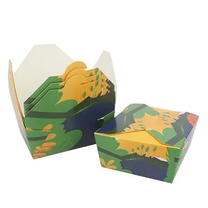 Custom Printed Take Away Eco-Friendly Paper Box Burger Fries Chicken Box Colorful Food Packaging Handle Box