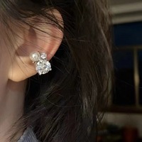 Perle brillante gros Zircon oreille Clip sans trous d'oreille femme haut sens boucles d'oreilles tempérament boucles d'oreilles oreille os Clip