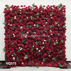 DKB Vente en gros de fleurs artificielles en soie, panneau mural floral de 8 pieds x 8 pieds, fond de scène de mariage avec roses rouges - Product Image 3