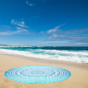 Manta de playa Bohemia, alfombrilla a prueba de arena, microfibra grande, estampado Floral, borla Bohemia, toalla de playa redonda turca - Product Image 4