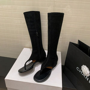 Bottes hautes pour femmes en daim de vache et cuir givré, fermeture éclair, bout pointu, décorées de métal, respirantes, bottes tendance - Product Image 5