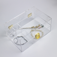 Boîte à bijoux transparente en acrylique, gratuite, grande taille, vente en gros, boîtes transparentes