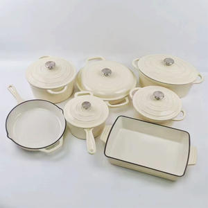 Batterie de cuisine <span class=keywords><strong>en</strong></span> <span class=keywords><strong>fonte</strong></span>, meilleure vente, 7 pièces, casserole et braisière émaillées écologiques, couleur <span class=keywords><strong>personnalisable</strong></span> - Product Image 3