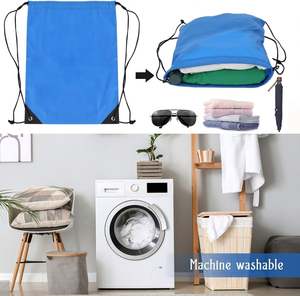 Custom Printed Logo Foldable <b>Drawstring</b> <b>Backpack</b> Waterproof Reusable Portable <b>Drawstring</b> Bag for Gym and Event - Product Image 4