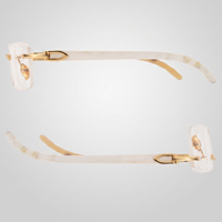 Lunettes d'ordinateur anti-lumière bleue et anti-reflet, design corne de taureau blanche, monture rectangulaire sans cadre