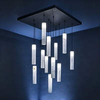 Lustre cylindrique moderne de luxe nordique en albâtre pour villa, escalier, hall d'hôtel, salon, décoration intérieure, luminaire suspendu