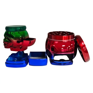 4-layers Skull Design Dual Color Electroplating Process Manual Metal Material <b>Herb</b> <b>Grinder</b> - Product Image 2