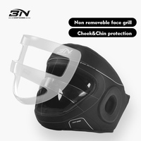 Casque de combat BN Boxing en cuir et velours épaissi avec masque en acier, respirant et imperméable, unisexe, pour la protection de la tête en MMA