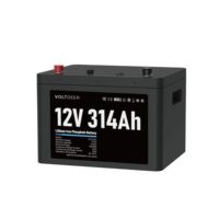 Batterie portable LiFePO4 Voltdeer RV12314 pour extérieur, 314Ah, alimentation d'urgence 12.8V, protection IP65, coque métallique, pour camping-car