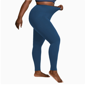 Women's High Waist Plus Size Flared Yoga <b>Leggings</b> Breathable Seamless <b>Black</b> Solid Ankle Length Tights <b>with</b> Side <b>Pockets</b> - Product Image 6