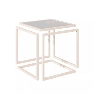 Tavolino da Caffè Moderno e Lussuoso in Ferro <span class=keywords><strong>Quadrato</strong></span> con Piano in Vetro Sospeso, Set Artistico Creativo per Divano e Comodino - Product Image 5