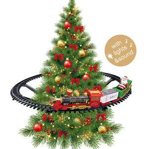 Cây Giáng Sinh Pin Hoạt Động Đường Sắt Đồ Chơi <span class=keywords><strong>Train</strong></span> Set Điện Trên Theo Dõi Khe Cắm Đồ Chơi Với Âm Nhạc Âm Thanh Ánh Sáng - Product Image 1