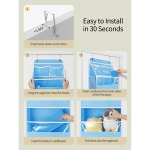 Organisateur suspendu à 5 niveaux bleu avec 14 poches et fenêtres transparentes pour placard, salle de bain, chambre à coucher - Product Image 4