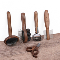 Nouvel ensemble de toilettage pour animaux 5 en 1, ciseaux à ongles en bois, peigne à démêler, peigne à enlever les poils, kit de toilettage pour chiens et chats, emballage en tube en papier