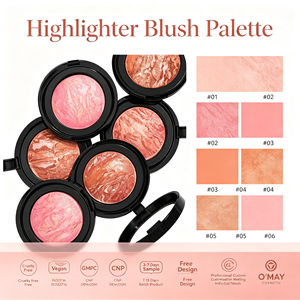 Palette <span class=keywords><strong>de</strong></span> maquillage visage personnalisée avec logo, surligneur et blush minéraux à base <span class=keywords><strong>de</strong></span> plantes, waterproof, scintillant, végétalien, marque privée, poudre <span class=keywords><strong>de</strong></span> blush - Product Image 1