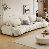 Krem Rengi Marshmallow Kumaş Sünger Dolgulu Köşe Koltuk Modern Minimalist Kedi Tırnaklarına Dayanıklı Küçük Oturma Odası İçin