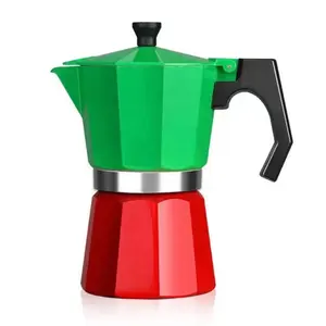 Matt selesai 3/6 cangkir Espresso aluminium Stovetop Espresso pembuat Moka Pot