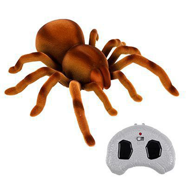 Infrared Induction RC Spider Tricky Scary Soft Prank Toys Electronic 360 Degree Rotate Remote Control Plush Spider Halloween Toy