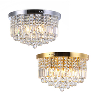 Lustres de plafond ronds en cristal K9 chromés élégants et modernes pour salon d'hôtel