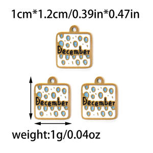 Charmes de <span class=keywords><strong>calendrier</strong></span> des pierres de naissance de 12 mois |   Pendentifs en acier inoxydable plaqué or 18 carats avec émail pour la fabrication de bijoux, bracelets et colliers DIY - Product Image 5