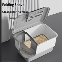 Bac à litière rectangulaire extra-large entièrement fermé anti-éclaboussures avec une capacité de 86,6 L et un design de toilette géante pour chats