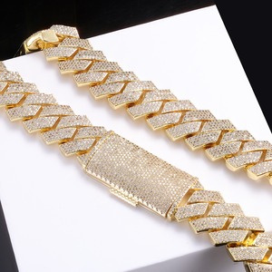 Hip-Hop-Schmuck 18mm 22mm Vergoldete Iced-Out 4-reihige 5A Zirkon Herren Cuban Link Kette Armband Halskette - Product Image 5
