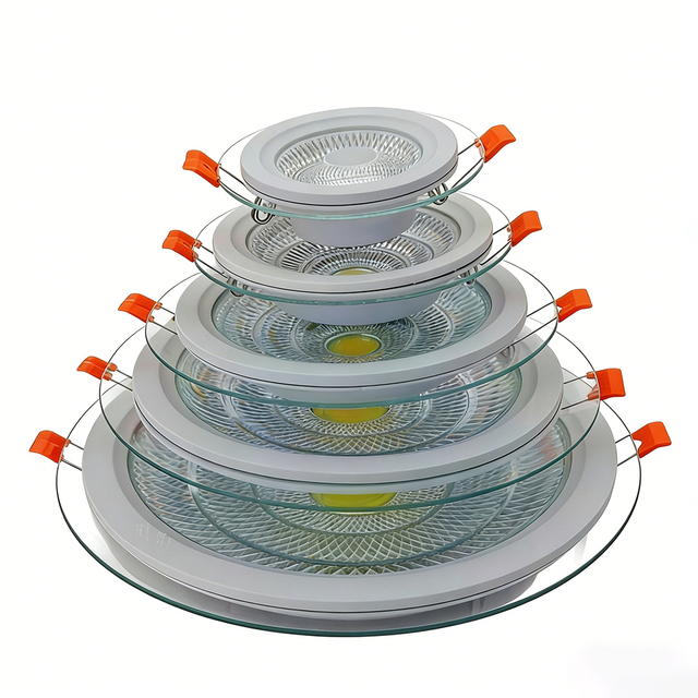 Factory Direct Supply Cob Downlight 6w 9w 12w 18w 24w Double Color Ceiling Led Glass Panel Light